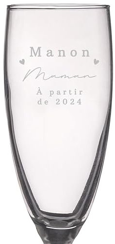 Wanapix | Flûtes à Champagne Personnalisés | Cadeau Fête des Mères | Idee Cadeau Anniversaire Femme | Verre à Champagne Gravure | 20cl | Bonne Maman
