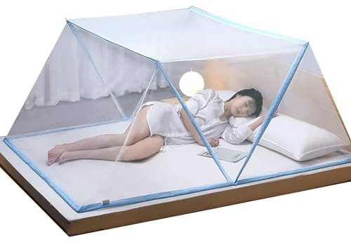 Zanzariera Letto Baldacchino Autoportante Pieghevole Singola Porta Anti Zanzara Morsi, Letto Portatile Net Letto Matrimoniale con Zanzariera per Campeggio, da viaggio, casa esterna