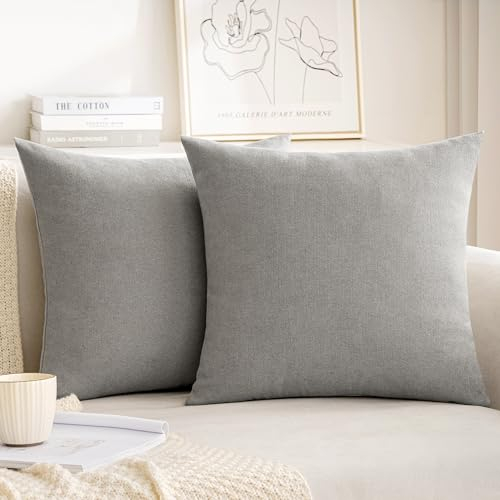 MIULEE 2er Kissenbezug 40x40 Grau Chenille Kissenbezüge Kissenhülle Sofakissen dekokissen zierkissen für Couch Sofa Wohnzimmer