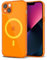 Svanove for iPhone 13 Mini Case Clear Compatible with Magsafe, Fluorescent Transparent Magnetic Magnet Mag Case, Slim Thin Bright Silicone Grip & Shockproof Bumper Camera Cover, Neon Orange