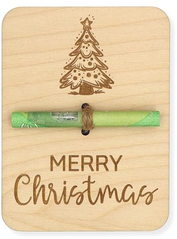 ZUKLA Verpackung Geldgeschenk Weihnachten - 2 Stück - 13 x 10 cm - mit Reagenzglas - Geldgeschenk Verpackung Weihnachten Holz