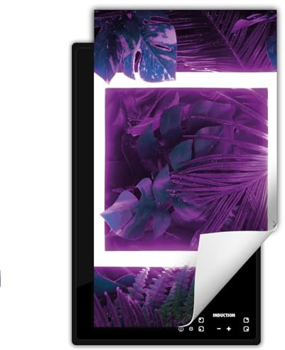 TMK ArtDeko Herdabdeckplatte Einteilig Ceranfeld Abdeckplatte für Induktionsschutz Ceranfeldabdeckung Vinyl Herdabdeckplatten 30x52 cm - Neon Lila