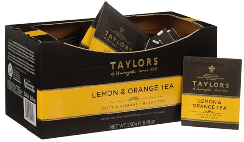 Taylors® | Tè Nero Limone e Arancia Confezione Ho.Re.Ca. | 100 Bustine Tè Confezionate Singole | Tè Nero Gusto Agrumi