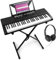 MAX Rhapsody54 - Piano Keyboard Mit Notenhalter für Anfänger, 54 Tasten Mit Ständer Und Kopfhörer, Lautsprecher, Display, 50 Demos, Lern-Funktion, 600 Sounds, 8 Percussions