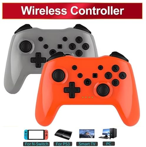 Wireless Gaming Controller for PC/Switch/iOS/Android,TVBox, Bluetooth Gamepad No Latency Dual Vibration Motors 360° Rocker & Trigger, Rubber Grips, USB Type-C Rechargeable Battery, Grey / 2 Pack