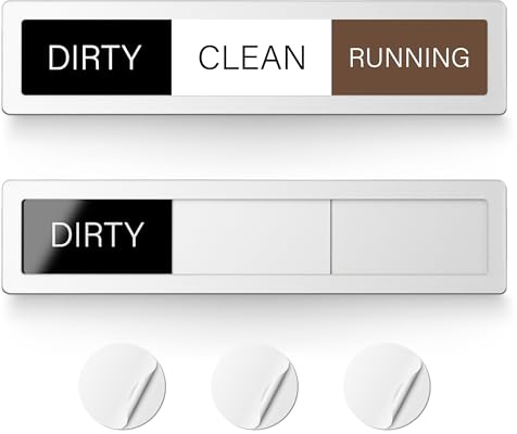 EliteSign Dishwasher Magnet Clean Dirty Sign, 3 Options with Running Options, Silver Dishwasher Magnet Easy to Switch, Residue Free Adhesive Included
