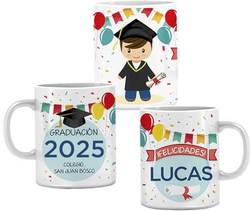 Taza personalizada cerámica GRADUACIÓN modelo ROJO. Regalos para GRADUACIÓN. Ideal para Regalar en Fin de Curso, Graduación, Viajes de Grupos. Regalos Personalizados. Regalos TPMAS.