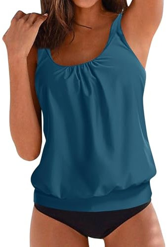 Maillots Une Pièce Femme Grande Taille Transbronzant Maillot De Bain Menstruel Shorty Push Up Piscine Tankini Ronde Amincissant Bikini Swimsuit Vente Flash du Jour Et Soldes(Marine,M)