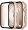Misxi 2 Pezzi PC Cover Protezione con Vetro Temperato per Apple Watch Serie 9 Serie 8 Serie 7 45mm, Custodia Ultra-sottile Anti-caduta Resistente ai Graffi per iWatch, 1 Oro Rosa + 1 Trasparente
