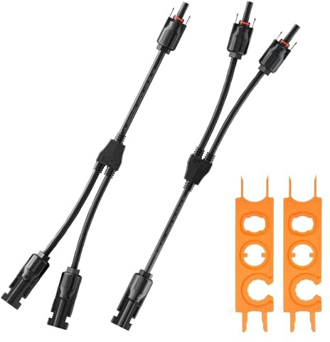 Abiemuce 1 Paar 4mm² Solar Y Kabel für MC4, Y-Stecker Paar für MC4, Y Stecker Fotovoltaik Kabel Male Female MMF und FFM Connector PV Solar Y kabel Kabelverlängerung für MC4 mit Solar Werkzeug