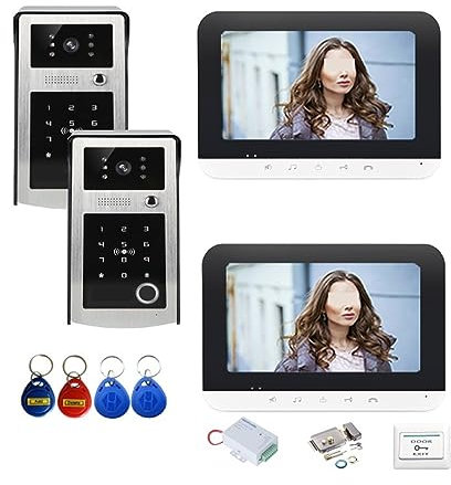 WIFI IP Intercom Smart Video Doorbell Fingerprint&Password&RFID Unlock Door Access Video Door Phone System(D KITS)