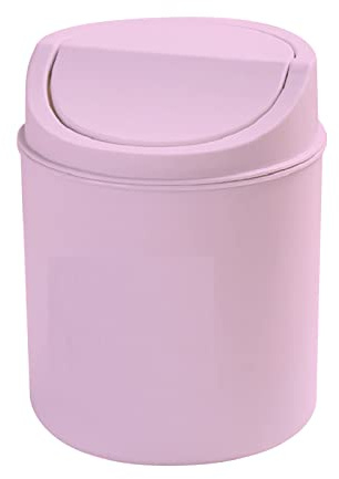 Mini Bin Plastic Bathroom Bin with Swing Flip Top Lid Desktop Office Accessories Round Waste Paper Trash Can Kitchen Garbage Dustbin Rubbish Bin for Bedroom Offices or Home (Grey)
