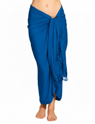 PANASIAM Sarong Ogenomskinlig L & XXL - Sarong Strandduk - Bikiniöverdrag | För dam & herr, som omlottkjol, strandklänning eller lätt bikini cover-up, pareo, mjuk viskos, med kokospänne