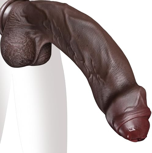 Schwarz Dicker Realistischer Dildo groß Monster Anal BBC Dildo black 24.5cm | Mit spezieller Kurve riesiger Dildo,Weiches Silikon,starker Saugnapf Analdildos Sexspielzeug Diloschwanz für Frauen Männer