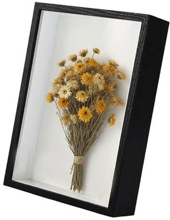 3D Bilderrahmen zum Befüllen A4, Objektrahmen 5cm Tief, Schattenbox Vitrine Rahmen, Holzrahmen mit Transparente Acrylplatte für Blumen Foto Tickets Medaillen Erinnerungsstücke (21x29.7cm;Schwarz)