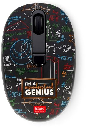 LEGAMI - Mouse Wireless avec Récepteur USB Ultra Compact, Thème Genius, 3 Options de Vitesse, Matériau ABS, Connexion Wireless Jusqu’à 10 m