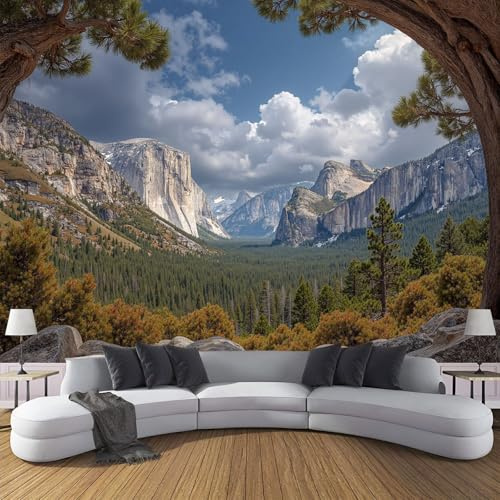 ZISTRCBAO 3D Panoramic Wallpaper Mural 150x105cm, Valley Tunnel Photo Mural, Magnificent Natural Scenery Wallpaper Murals - Poster for Bedroom Living Room Corridor
