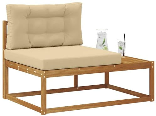 vidaXL Outdoor Endsofa Natur 115 x 83 x 73 cm Massivholz Akazie, Balkon, Moderne Gartenmöbel, Modulares Outdoor-Design, Langlebiges Sofa, Flexible Wohnkonfiguration