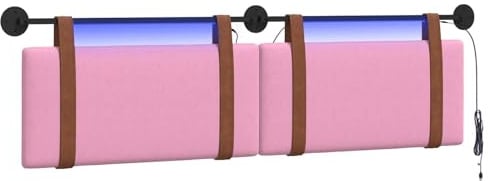vidaXL Hängendes Kopfteil Mit LED Licht Rosa Antikes PU, Moderner rechteckiger Kopfteil, wandmontierbar, Schlichte gepolsterte Schlafzimmer-Deko, ergonomisch und praktisch