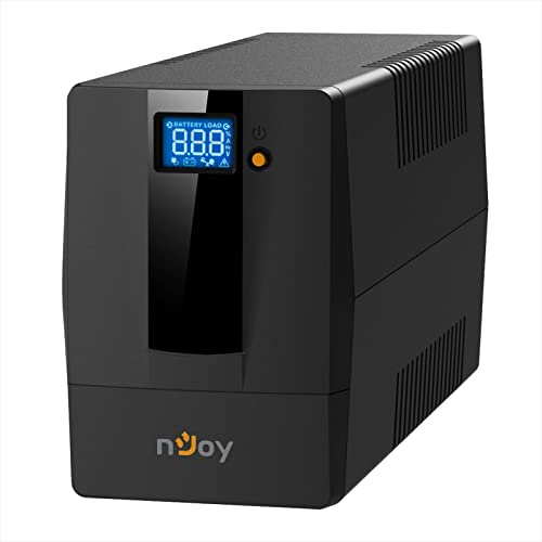 nJoy Horus Plus 600VA Gruppo di Continuità 360 Watt, Line Interactive, Onda Sinusoidale Simulata, Display LCD, Touch Screen, AVR, USB, 2 Uscite Shuko, Rj11 RJ45 In/Out, 1 Batteria - Garanzia 3 Anni
