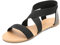 DREAM PAIRS Women's Elastic Ankle Strap Flat Sandals Summer Dressy Shoes Cute Strappy Gladiator Sandals ELATICA-6,Size 6,Black,ELATICA-6