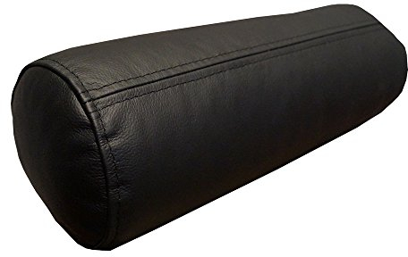 Quattro Meble Schwarz Echt Leder Nackenrolle Nackenkissen Lederkissen Sofa Dekokissen Rindsleder Kissen Kopfstützen Kopfkissen Durchmesser 15cm (50cm x D-15cm)