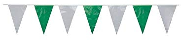 PARTY DISCOUNT Wimpelkette grün/weiß dreieckig, 10 m