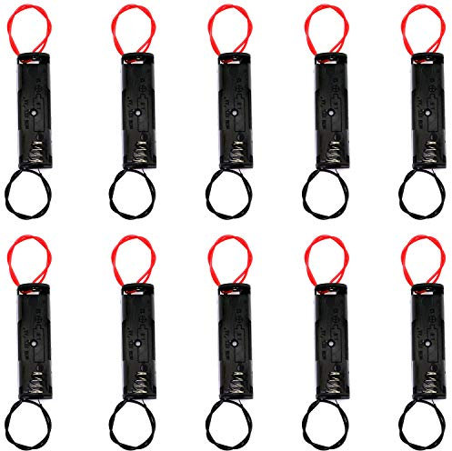E-outstanding 10PCS Single AA Battery Holder Case with Wire Connections Black 1.5V