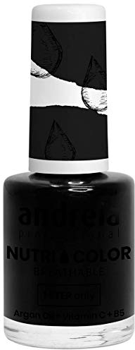 Andreia Professional NutriColor Atmungsaktiver Nagellack - Veganer und Tierversuchsfreier - Nagelkunst Nagellack mit langanhaltendem Glanz-Finish - Farbe (NC26 Schwarz)