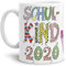 Tassendruck Geschenk Tasse zur Einschulung für Kinder mit Spruch - SCHULKIND 2020 - Geschenkidee zum Schulanfang/Erinnerung Schulbeginn/Erstklässler 2020 Mädchen - Weiß