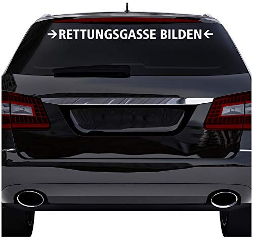 Finest Folia Autoaufkleber Rettungsgasse Bilden Stau für Auto Motorrad Bus Kfz Zubehör Sticker Selbstklebend Waschanlagenfest Notfall THW Feuerwehr Krankenwagen (Weiß Glanz, 60cm Groß (KX063))