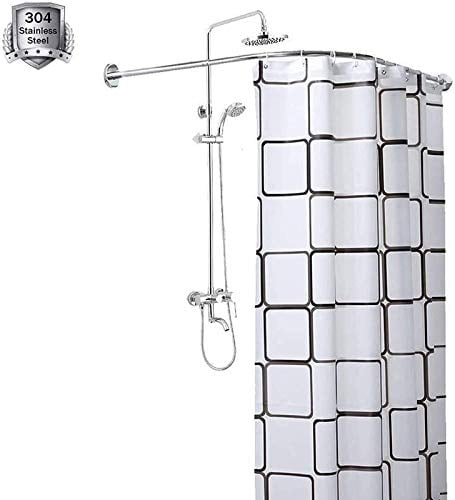 HNCS Asta per Tende da Doccia Angolare L Shaped Telescopica Barra Bastone Tenda Doccia A Pressione 304 Acciaio Inossidabile per Bagno Negozio di Abbigliamento,60 to 90 x 80 to 130cm
