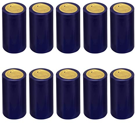 HEMOTON 100Pcs PVC Capsules Thermorétractables Capsules de Bouteilles de Vin Rétractable de Vin Adapté Aux Bouteilles de Vin à Usage Domestique 30Mm (Bleu)
