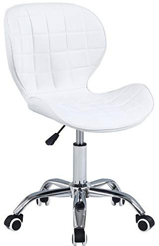 Charles Jacobs Swivel Office Chair with Chrome Base Wheels and Adjustable Height in White