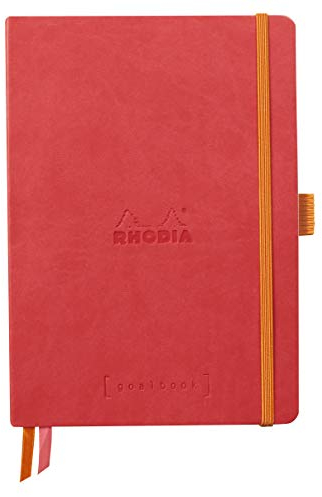 Rhodia 117810C - Notizheft Softcover Rhodiarama Goalbook DIN A5 (14,8x21 cm), 120 Blatt, DOT, Clairefontaine Papier Elfenbein 90g, 2 Lesezeichenbänder, Cover aus Kunstleder, Korallenrot, 1 Stück