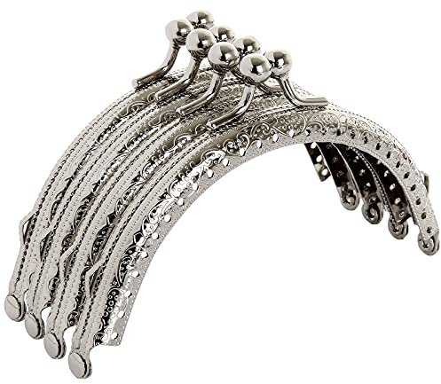 Lot de 10 fermoirs de sac à main rétro en métal de 10,2 cm, fermoir en forme d'arche pour porte-monnaie, fermoir pour sac à main, bricolage, poignée de sac, couture (argenté)