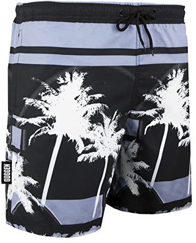 GUGGEN Mountain Costume da bagno da uomo, ad asciugatura rapida, 2148, con coulisse, da spiaggia, da uomo, con palme, da spiaggia, Palma nero, XXXXL