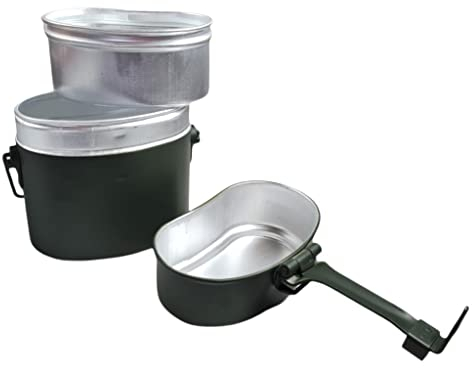 Kit Set pentole pentolino in alluminio da campeggio militari pentole d'acciaio attaccate esercito schiscetta caldo e freddo cibo con divisori divisa in due scomparti baracchino