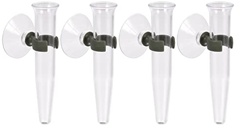 sourcing map 4 Pcs Floral Water Tubes with Suction Cups 4.3 Plastic Flower Picks Vials for Fresh Plants, Flower Arrangements, Milkweed Cutting (Clear)