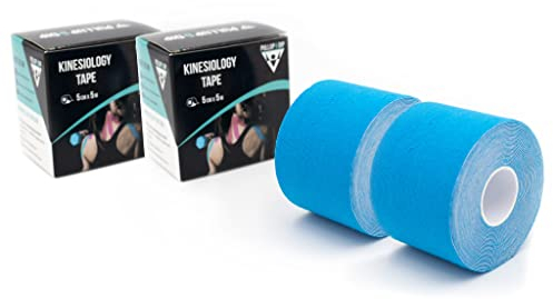 Kinesio Tapes - hautfreundliches & latexfreies Sport Tape in versch. Farben, Kinesiologie Tape 5cm x 5m, elastisches & wasserfestes Therapie-Tape, Physio Tape (2er-Set (blau))