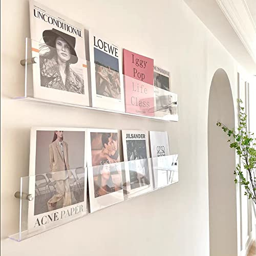 DuvinDD 2 Pack Acrylic Magazine Holder Rack Wall Mount 24 inch