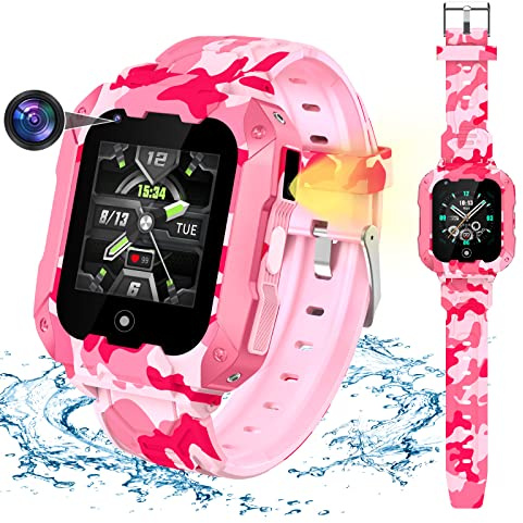 OKYUK 4G GPS Smartwatch für Kinder, Life Wasserdichte Uhr Mit Sprachanruf, SOS, GPS-Tracking, Videoanruf, Kamera, Wecker, Schrittzähler - Geburtstagsgeschenk