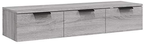 vidaXL Armoire Murale Armoire de Rangement Étagère Flottante Meuble Suspendu Meuble TV Intérieur Sonoma Gris 102x30x20 cm Bois d'Ingénierie