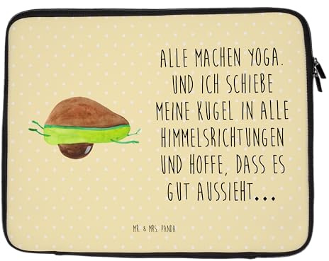 Mr. & Mrs. Panda 27 x 36 cm Notebook Tasche Avocado Yoga - Geschenk, Hilfe, Avocado Yoga Vegan, bauch, Sport, Vegan, Notebook Schutz, unsportlich,