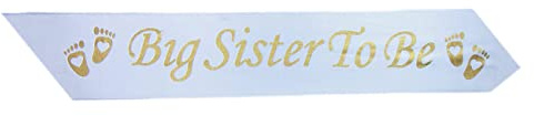 Big Sister to Be Schärpe Weiß, Satin Babyparty-Dekorationen, Geschenke für sie, Schärpen Bündel Papa - Große Schwester - Oma - Nanny - Tante to Be, 3 Farben (Rosa, Blau, Weiß)
