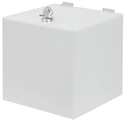 Caja de donación Opal de cristal acrílico opaco, 160 x 160 mm, con cerradura