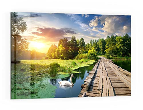DEQORI Küchenrückwand Glas | Motiv Idyllischer See | 60x40 cm | Bad- oder Herd-Rückwand | Herdblende Spritzschutz für Küche & Badezimmer | moderne Deko für Fliesenspiegel