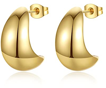 YeGieonr Chunky Ohrringe Dupes für Damen, Leichte Edelstahl Waterdrop Open Hoops, hypoallergene 18K vergoldete Ohrringe Modeschmuck für Frauen und Mädchen
