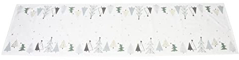 Tischläufer Tannenbäumchen, Samt-Haptik, 100% Polyester Maße: 40 x 140 cm SChönes Tanne Design, Festlich Weihnachtlich
