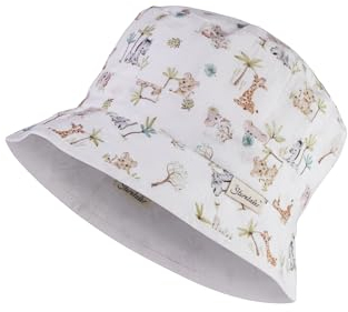 Sterntaler Wendefischerhut Tierbabys - Unisex Babymütze mit Druckmuster - Fischerhut Baby mit Bindeband - ecru, 51